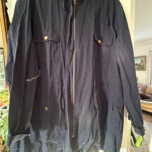 Womens Navy Zip-Front Field Jacket